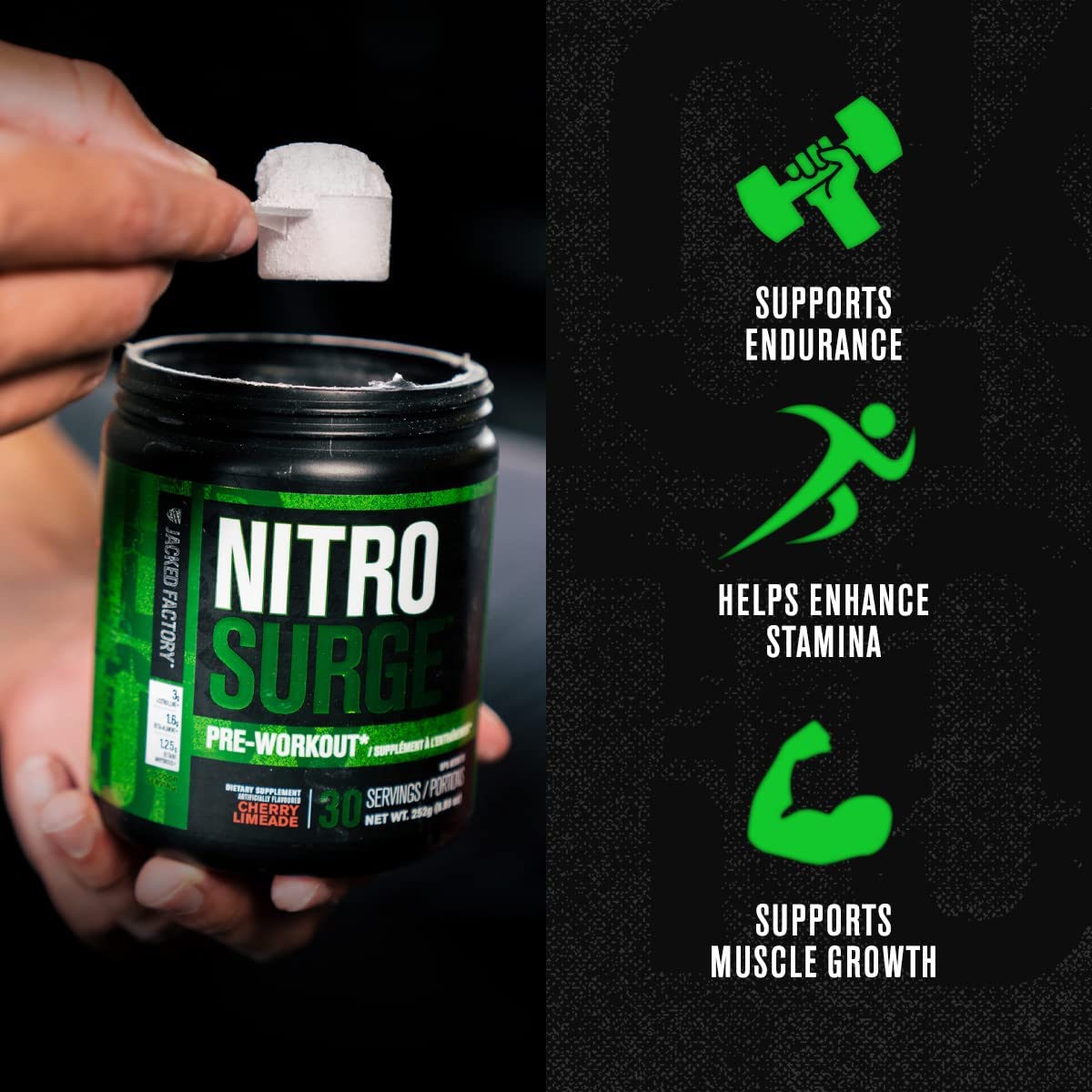 NITROSURGE Pre Workout Supplement - Endless Energy, Instant Strength Gains, Clear Focus, Intense Pumps - Nitric Oxide Booster & Powerful Preworkout Energy Powder