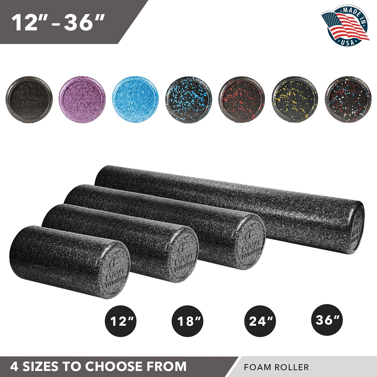 High Density Muscle Foam Rollers - Sports Massage Rollers for Stretching, Physical Therapy, Deep Tissue and Myofascial Release - Ideal for Exercise and Pain Relief