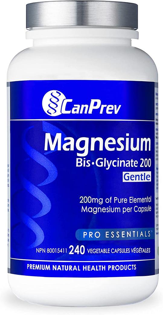 Pure Magnesium Bis-Glycinate 200mg (Gentle) 240 Capsules | Elemental Chelated Complex Supplement | Ideal for Bones, Joints, Digestion, Constipation & Better Sleep | Vegan | Formulated and made in Canada